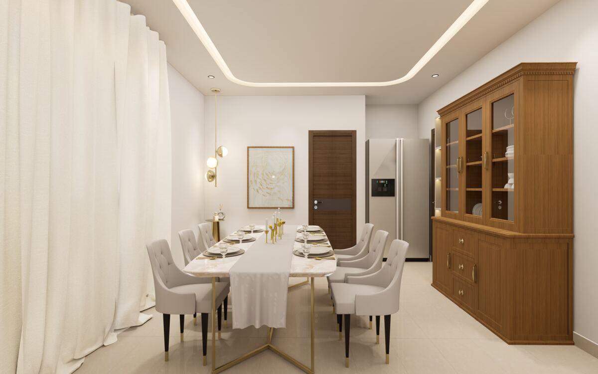Dining room with a timber crockery unit