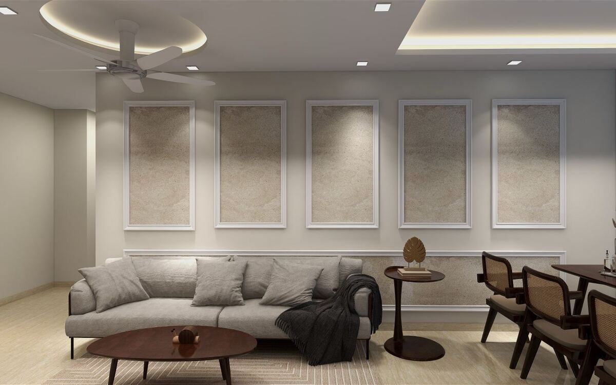 Living room with moulded wall panels